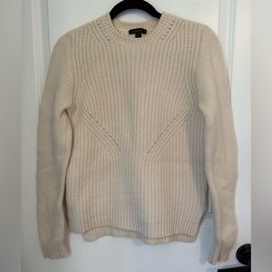J. Crew 100% Wool Classic Cream Crew Neck Sweater